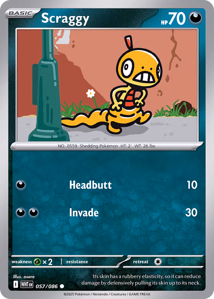 Scraggy 57/86 Pokemon card