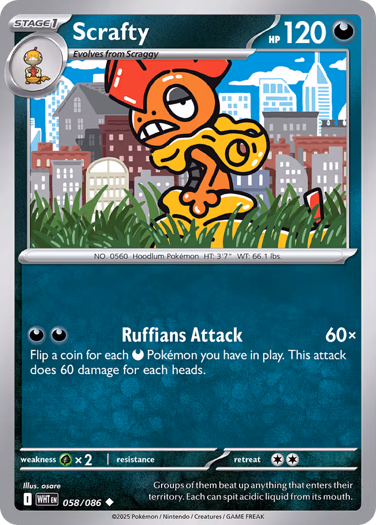 Scrafty 58/86 Pokemon card