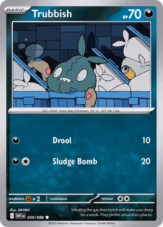 Trubbish 59/86 Pokemon card