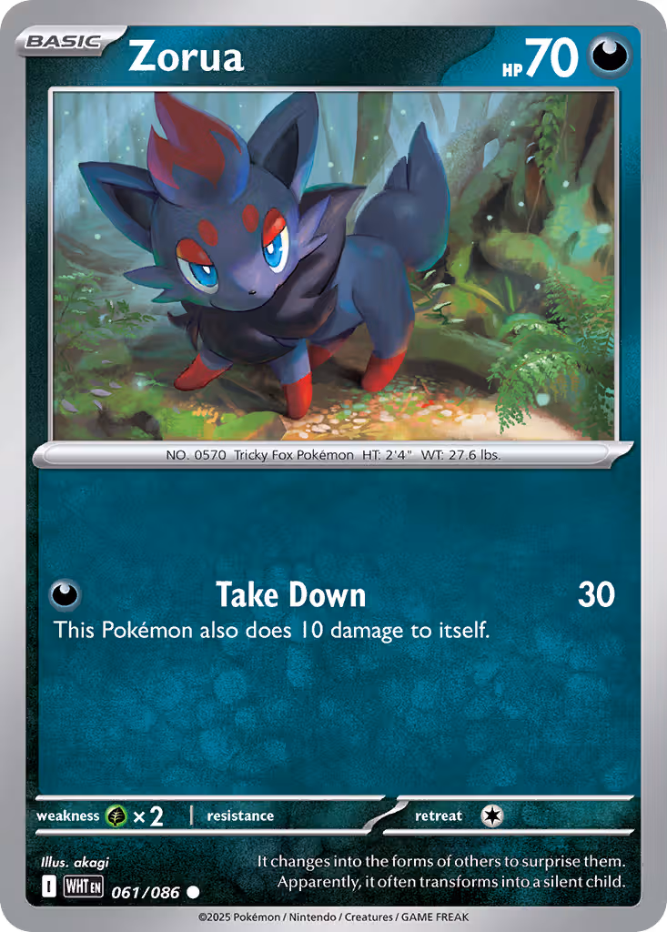 Zorua 61/86 Pokemon card