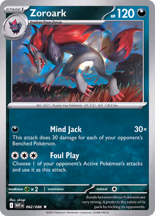 Zoroark 62/86 Pokemon card