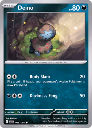 Deino 65/86 Pokemon card
