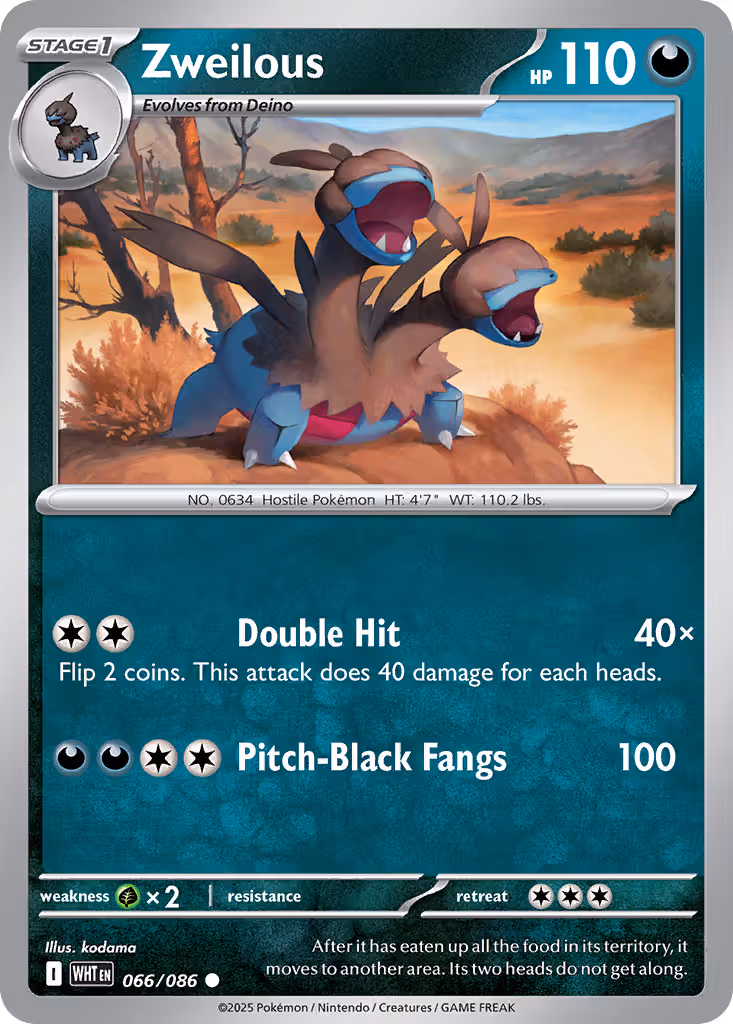 Zweilous 66/86 Pokemon card