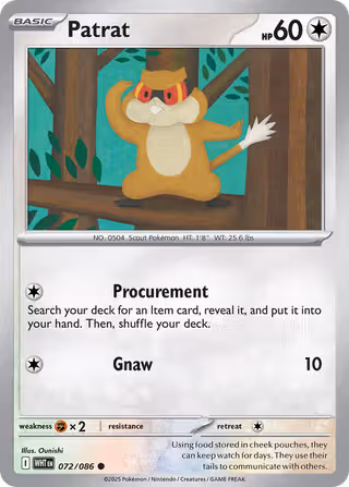 Patrat 72/86 Pokemon card