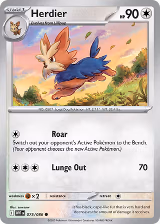 Herdier 75/86 Pokemon card