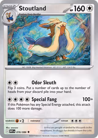 Stoutland 76/86 Pokemon card
