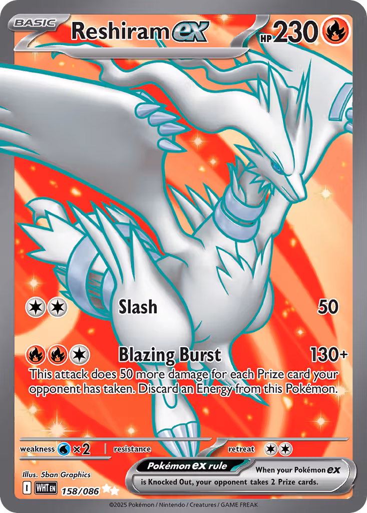 Reshiram ex 158/86 Pokemon card