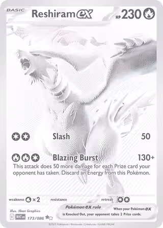 Reshiram ex 173/86 Pokemon card