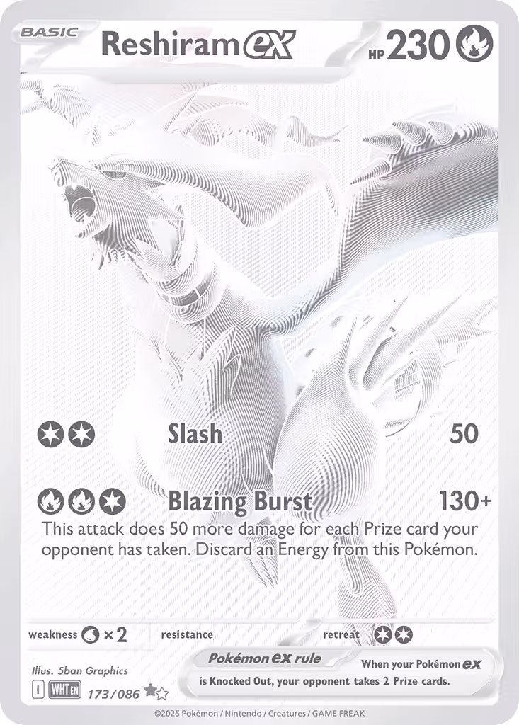 Reshiram ex 173/86 Pokemon card