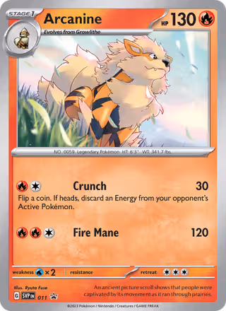 Arcanine 11/225 Pokemon card