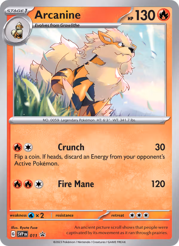 Arcanine 11/225 Pokemon card