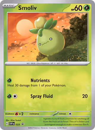 Smoliv 23/225 Pokemon card