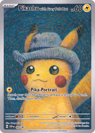 Pikachu with Grey Felt Hat 85/225 Pokemon card