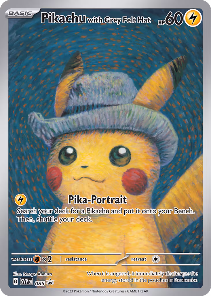 Pikachu with Grey Felt Hat 85/225 Pokemon card