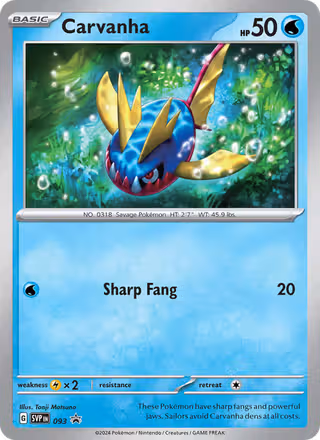 Carvanha 93/225 Pokemon card