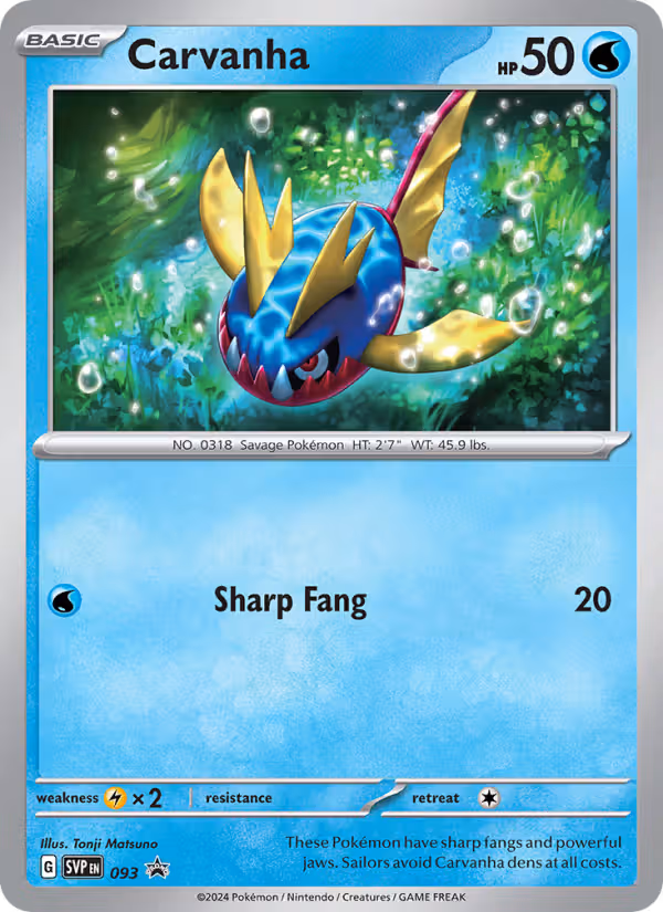 Carvanha 93/225 Pokemon card