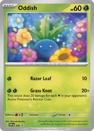 Oddish 102/225 Pokemon card