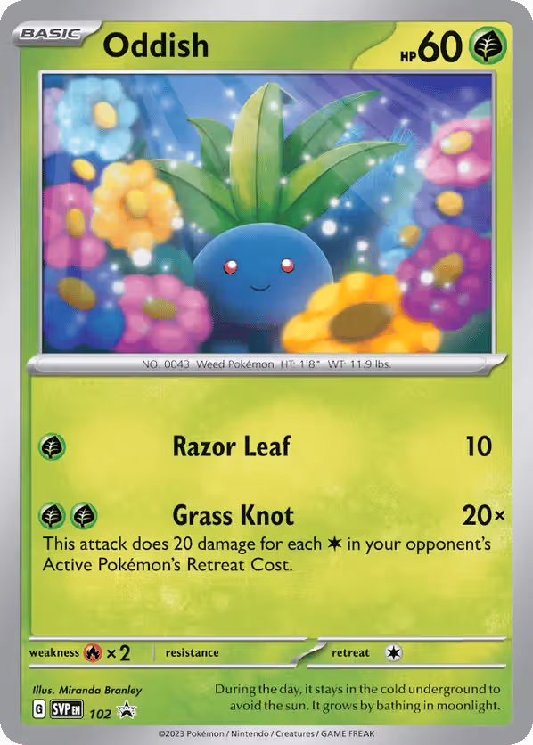 Oddish 102/225 Pokemon card