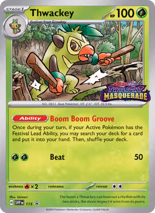 Thwackey 115/225 Pokemon card