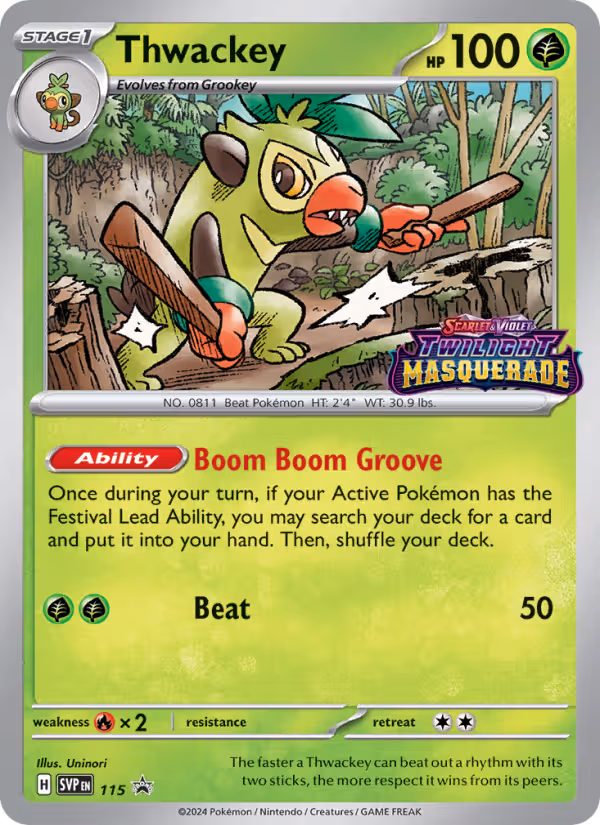Thwackey 115/225 Pokemon card