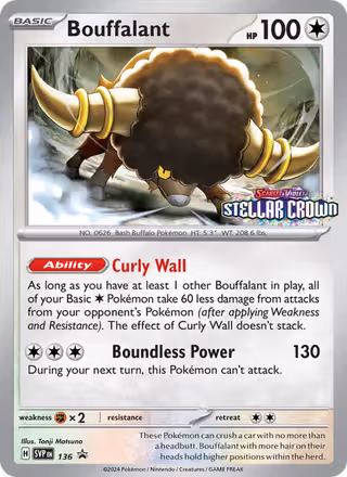Bouffalant 136/225 Pokemon card