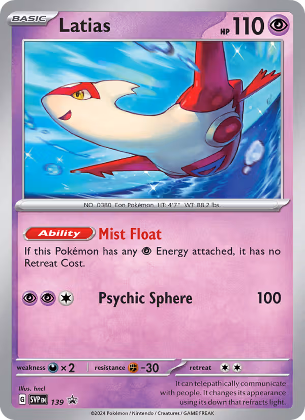 Latias 139/225 Pokemon card