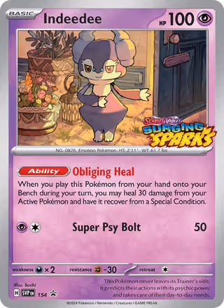 Indeedee 154/225 Pokemon card