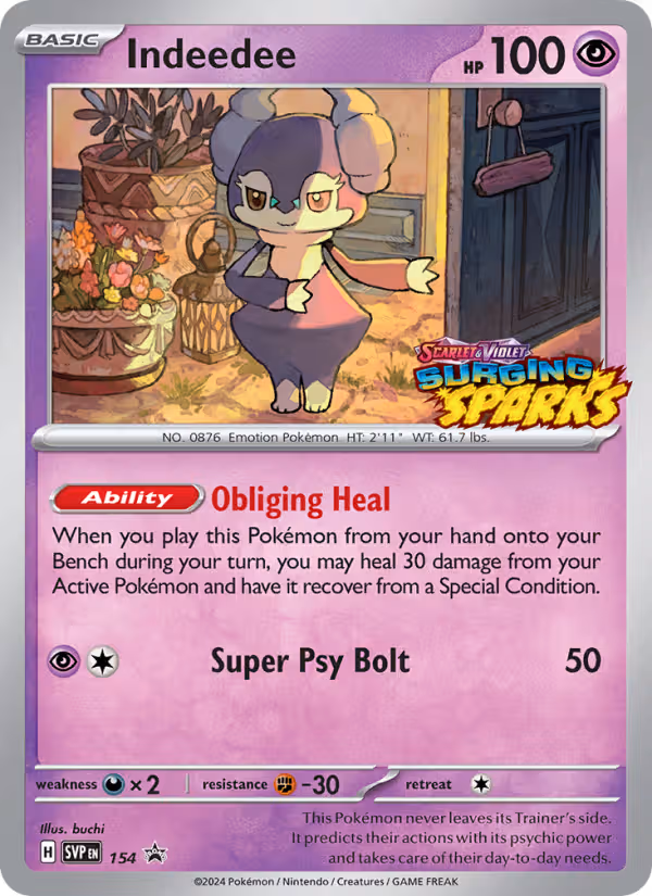 Indeedee 154/225 Pokemon card