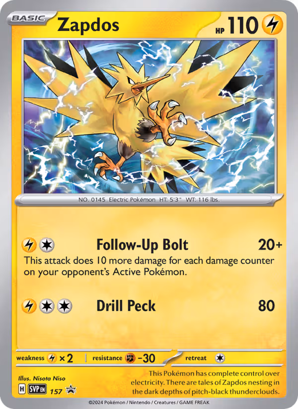 Zapdos 157/225 Pokemon card