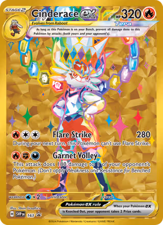 Cinderace ex 163/225 Pokemon card