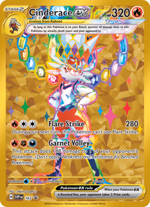 Cinderace ex 163/225 Pokemon card