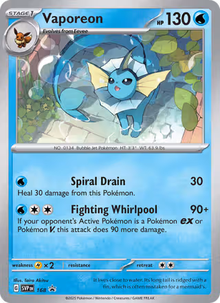 Vaporeon 168/225 Pokemon card