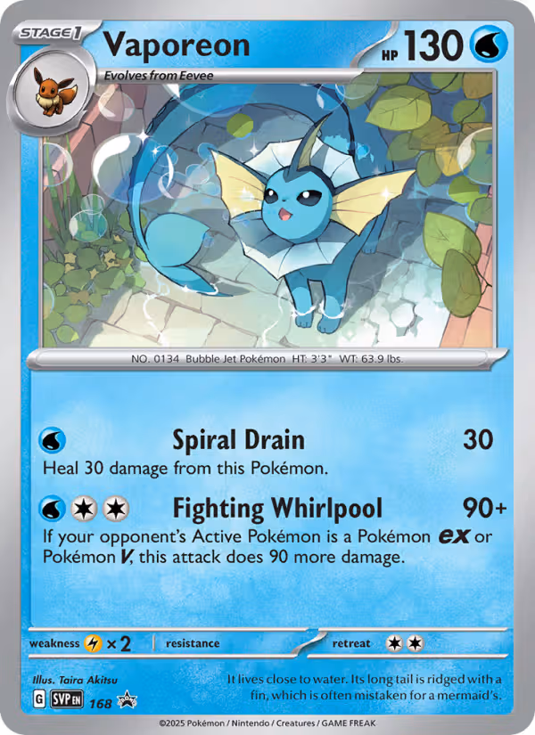 Vaporeon 168/225 Pokemon card