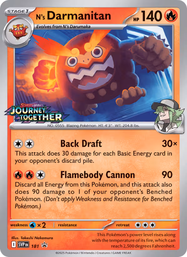 N's Darmanitan 181/225 Pokemon card