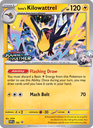 Iono's Kilowattrel 182/225 Pokemon card
