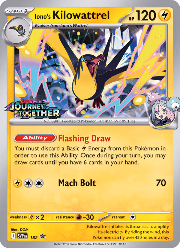 Iono's Kilowattrel 182/225 Pokemon card