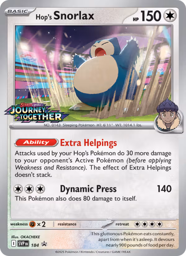 Hop's Snorlax 184/225 Pokemon card