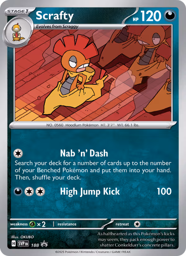 Scrafty 188/225 Pokemon card