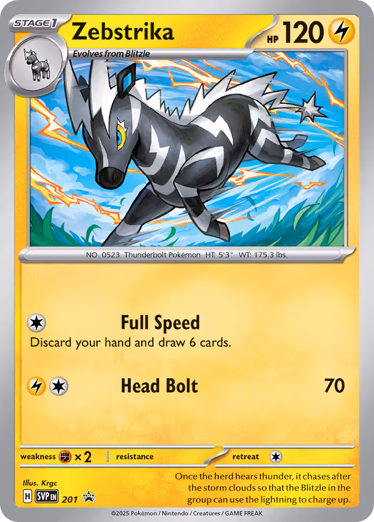 Zebstrika 201/225 Pokemon card
