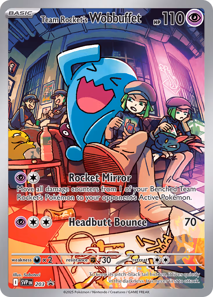 Team Rocket's Wobbuffet 203/225 Pokemon card