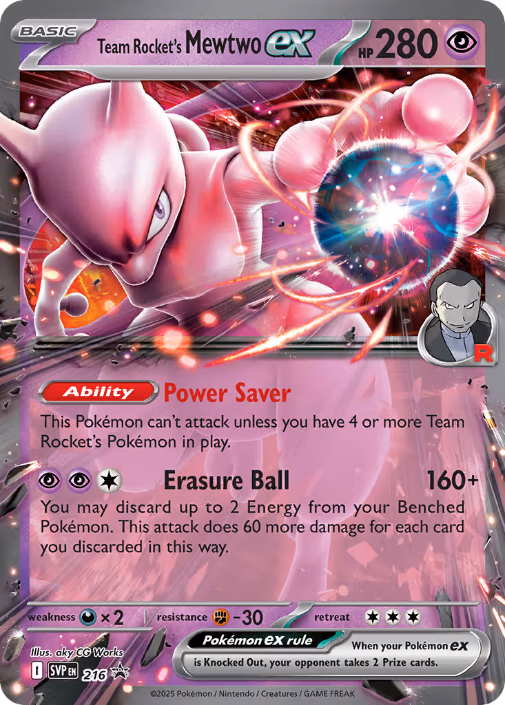 Team Rocket's Mewtwo ex 216/225 Pokemon card