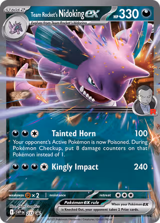 Team Rocket's Nidoking ex 217/225 Pokemon card
