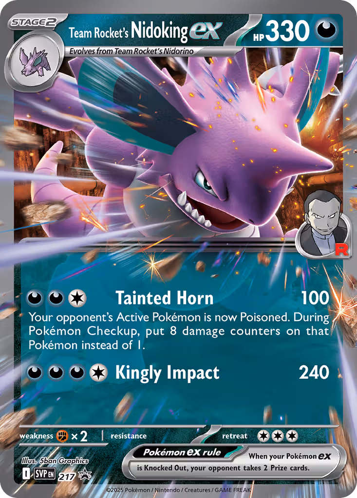 Team Rocket's Nidoking ex 217/225 Pokemon card