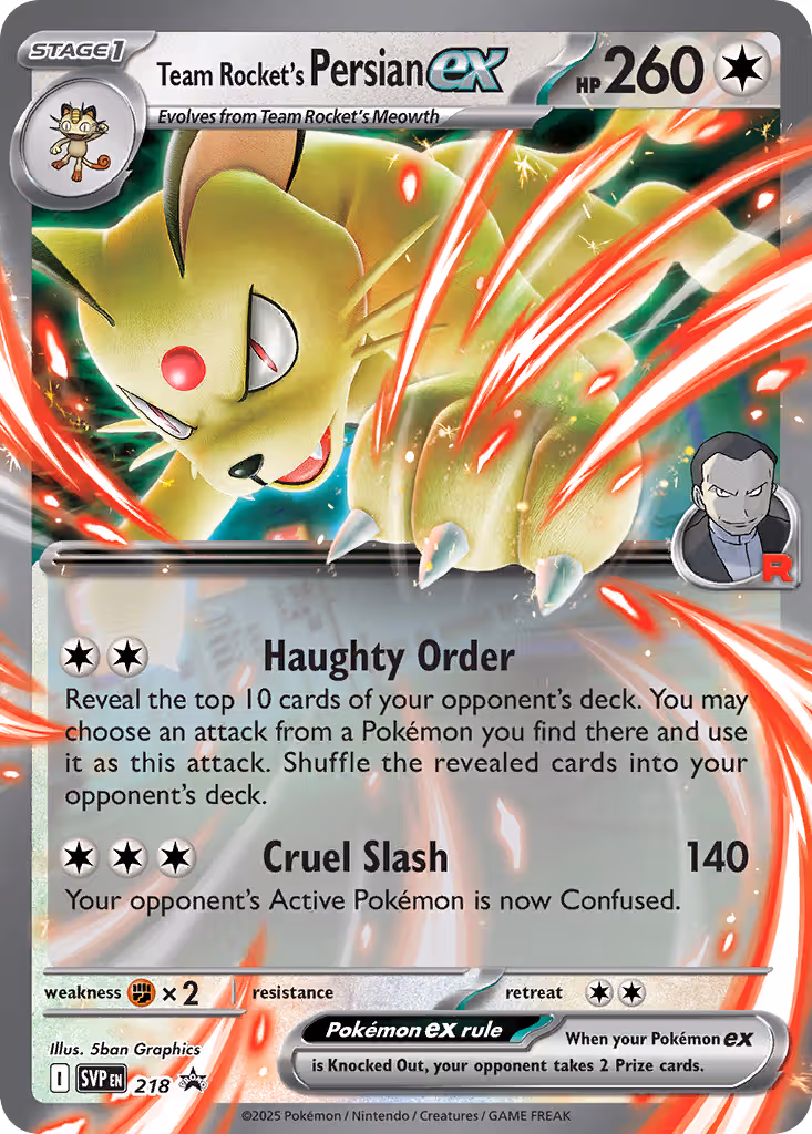 Team Rocket's Persian ex 218/225 Pokemon card