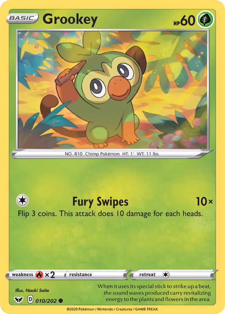 Grookey 10/202 Pokemon card