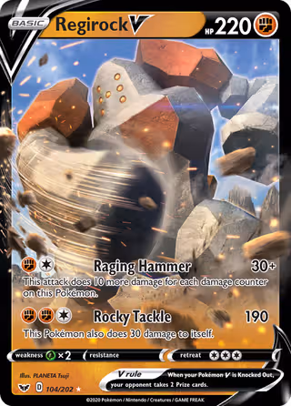 Regirock V 104/202 Pokemon card