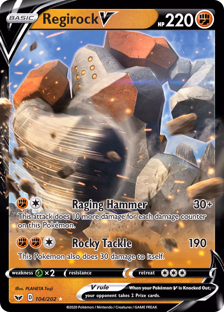 Regirock V 104/202 Pokemon card