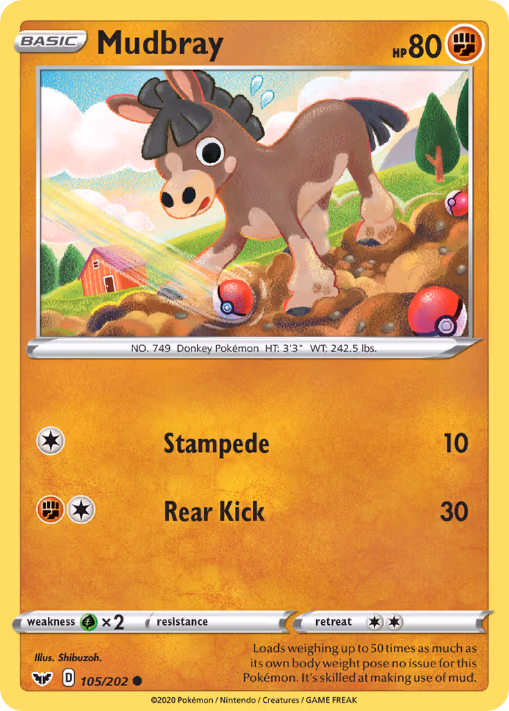 Mudbray 105/202 Pokemon card