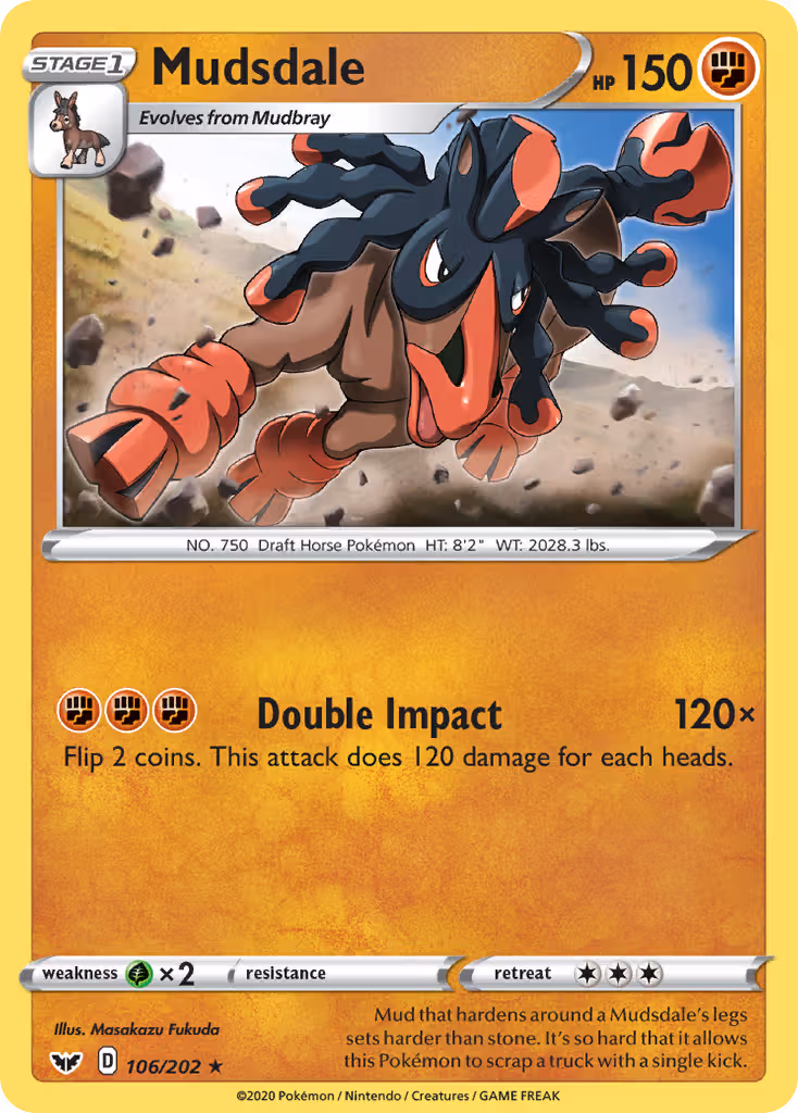 Mudsdale 106/202 Pokemon card