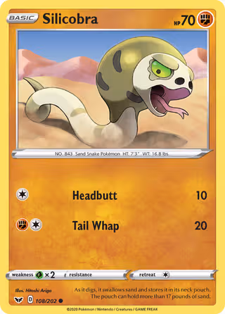Silicobra 108/202 Pokemon card